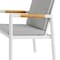 Armen Living Royal White Aluminum and Teak Outdoor Dining Chair with Light Gray Fabric, PK2 840254332799 - alternate 7